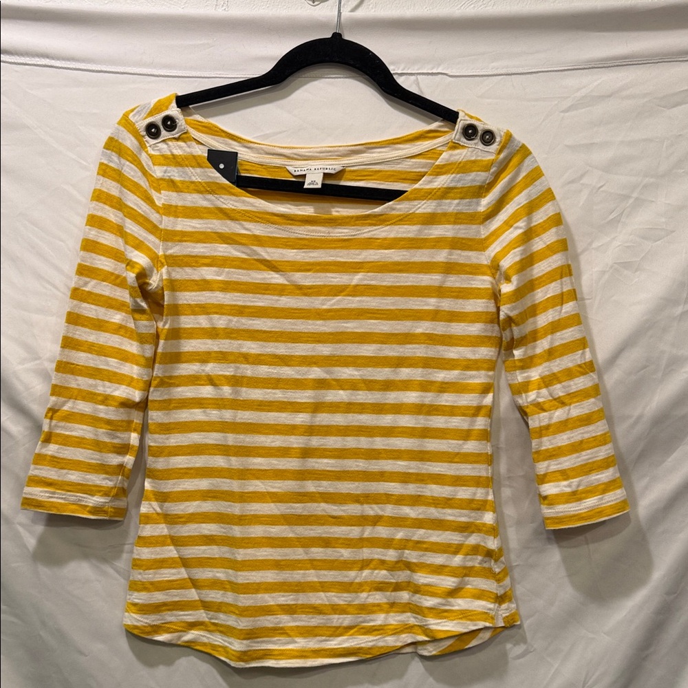 Banana Republic Striped Long Sleeve Top‎ in Yellow and White